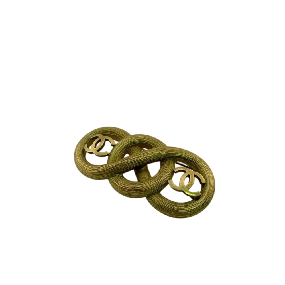 CHANEL 95C Coco Mark Brooch Pin 1995 Cruise Collection Infinity Gold